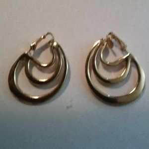Gold Clip On Earrings1 1/2" Long 1" Wide